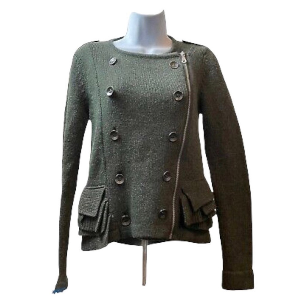 BCBG Wool Military Style Double Breasted Sweater
